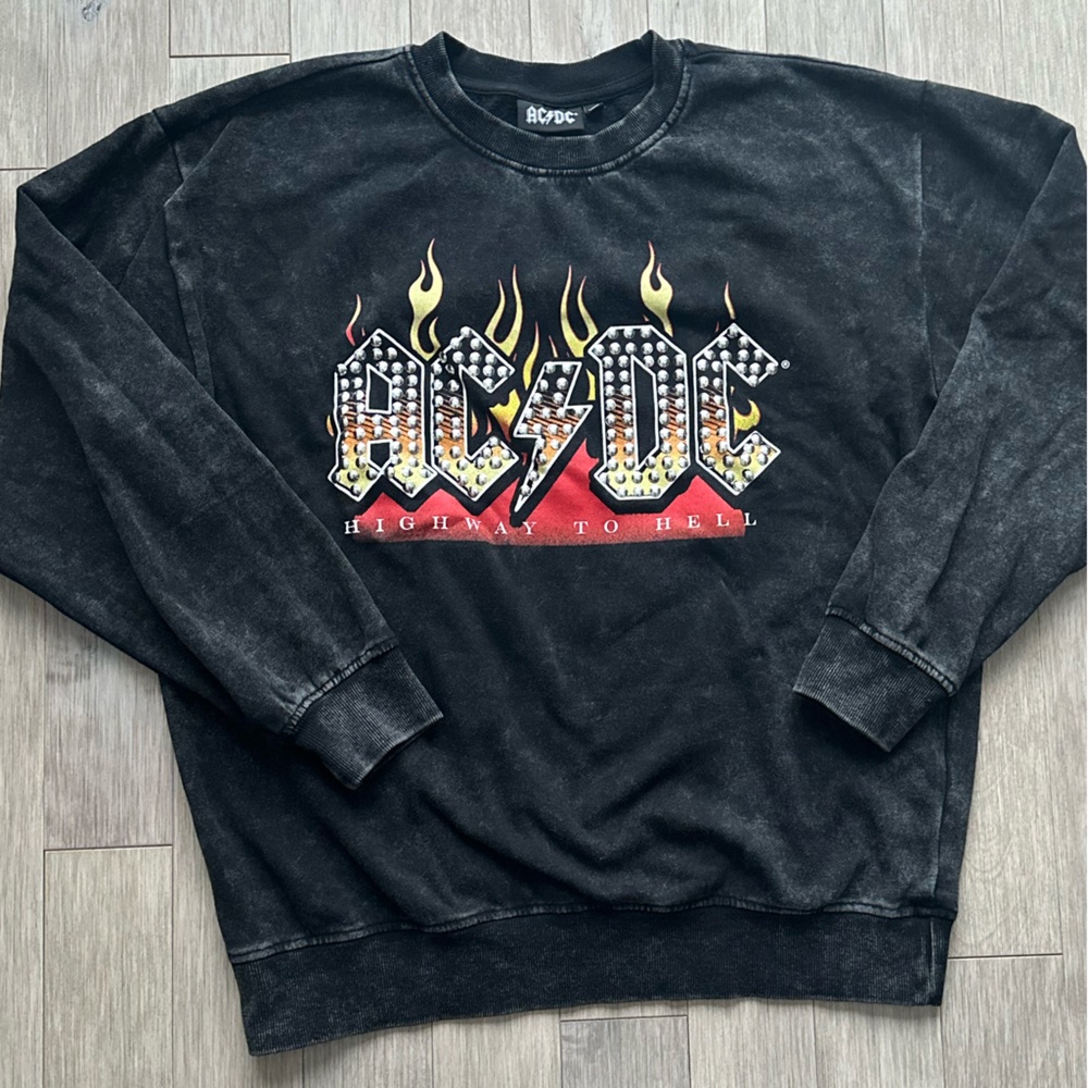 AC/DC Highway to Hell Washed Black‎ Graphic Women's Sweatshirt XL